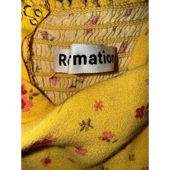 Reformation Birdie Mini Dress Gwen Floral Yellow Pink Puff Sleeve Size 2 - Picture 6 of 8